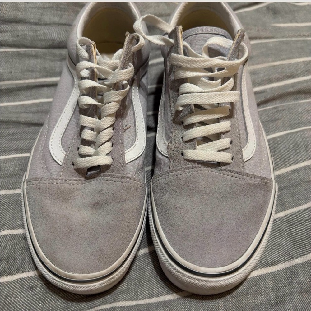Women Vans  Casual Suede Skate Sneakers - Light Gray & White